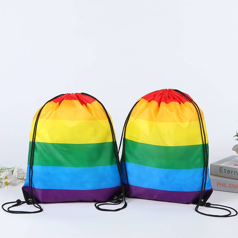 Polyester Rainbow Drawstring Bag 3