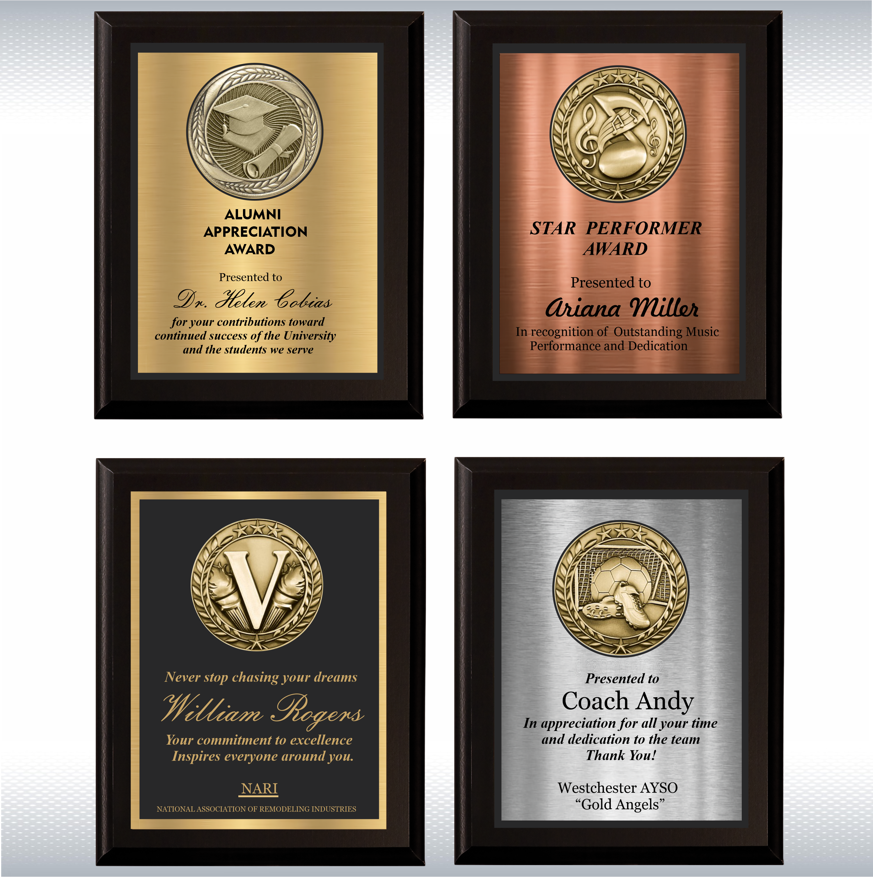 Black Matte Finish Wood Plaque w/Double Plate and Medallion 13