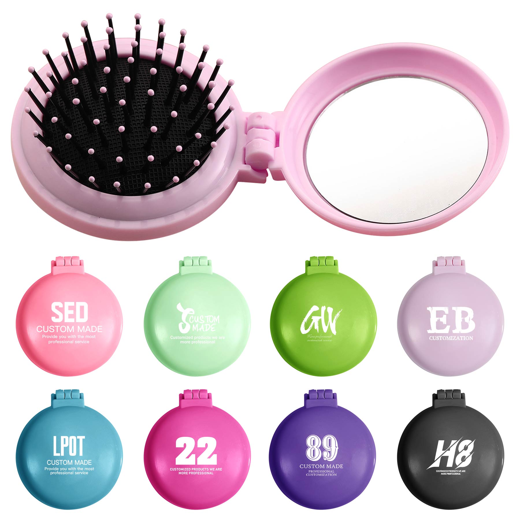Foldable Travel Mirror Hair Brushes 1
