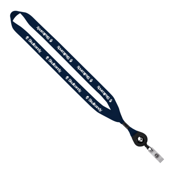 3/4" Polyester Lanyard with Metal Crimp & Retractable Badge Reel 138