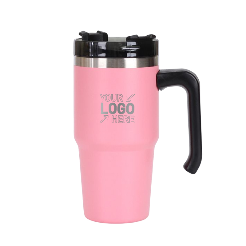 20 OZ Double Walls Stainless Steel Auto Tumbler With Straw And Handle 5
