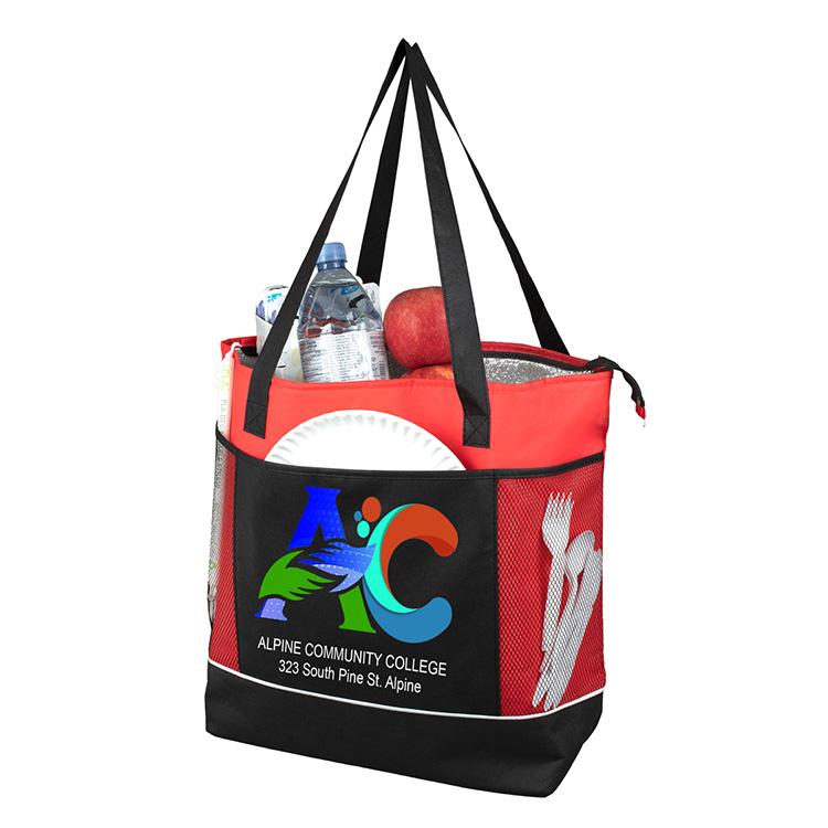 22"W x 16"H x 7 ½"Gusset - "FROST LINE" Super-Sized Insulated Zipper Cooler Tote 4