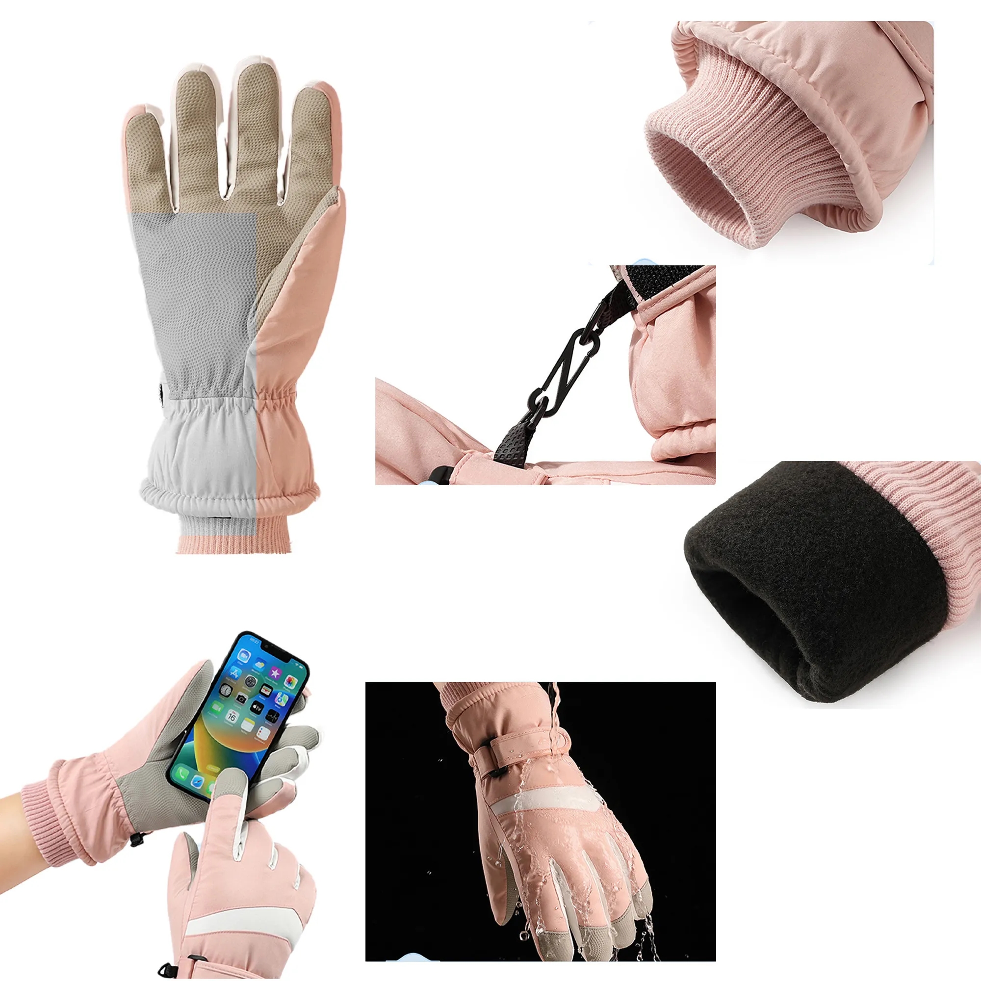 Waterproof Ski Gloves Durable Skate Touchscreen Customizable 8