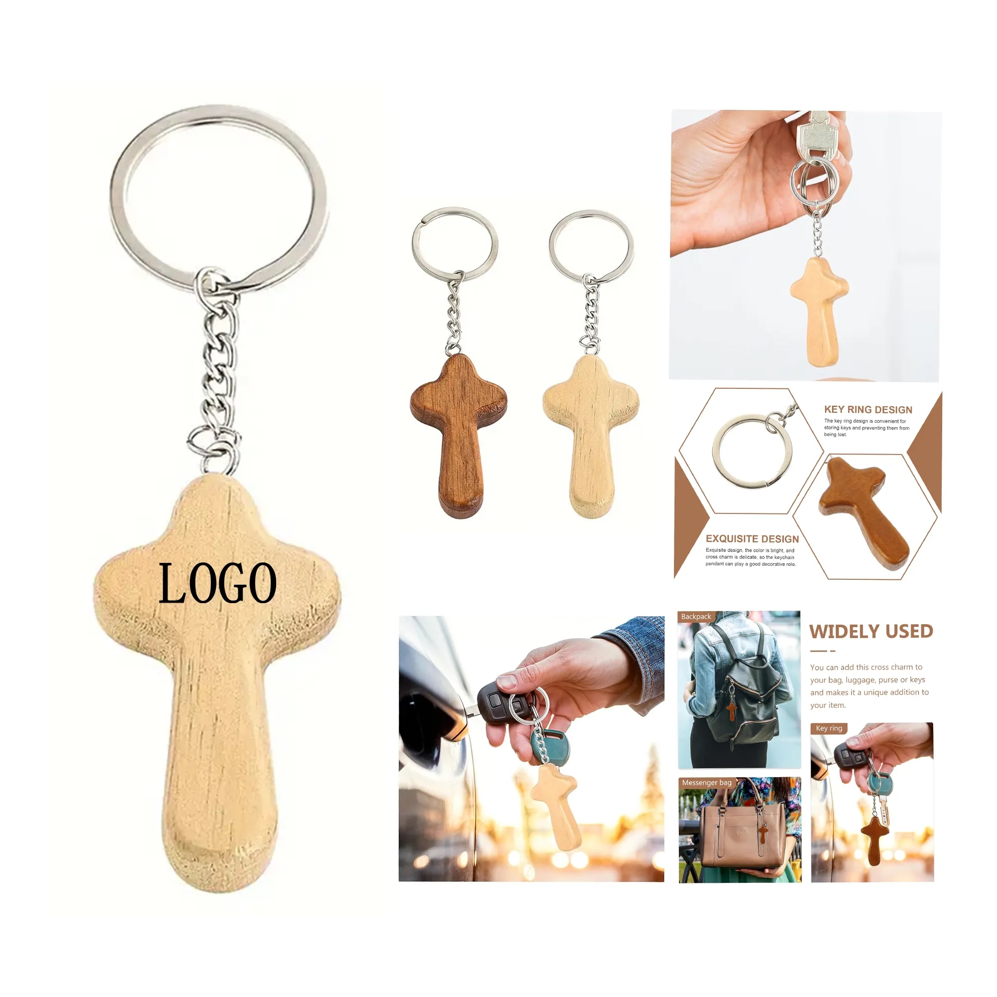 Wooden Cross Keychain 2