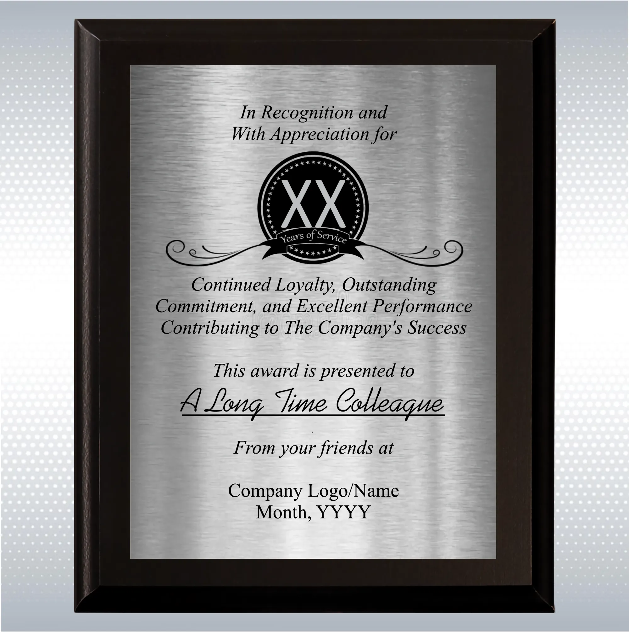 Black Matte Personalized Years of Service Gift Award Plaque 6