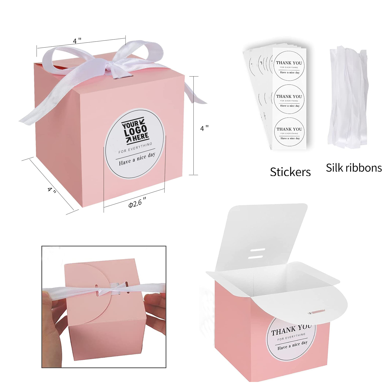 4 x 4 x 4 inches Paper Gift Box with Lid 2