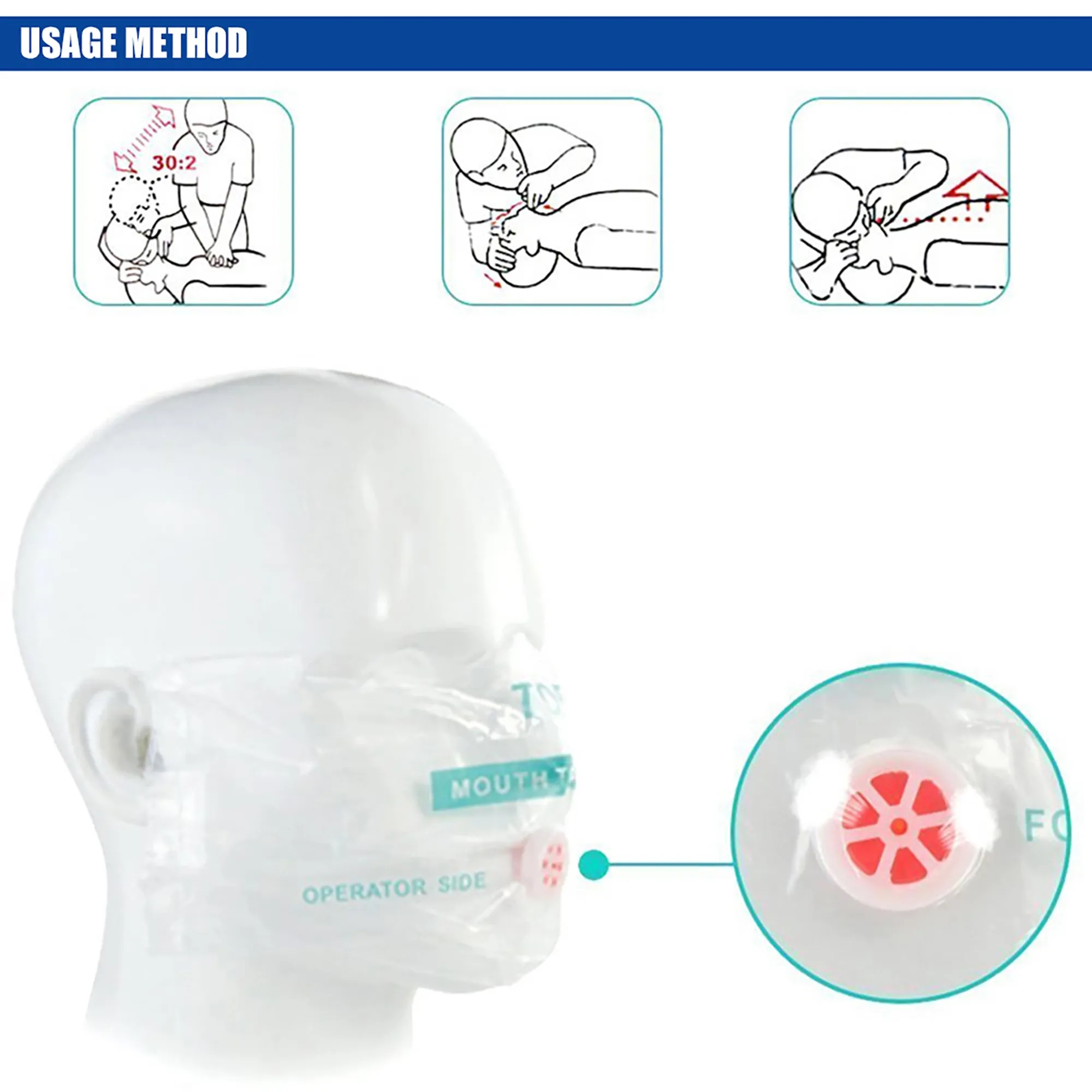 CPR Emergency Face Shield Mask MOQ 50pcs 2