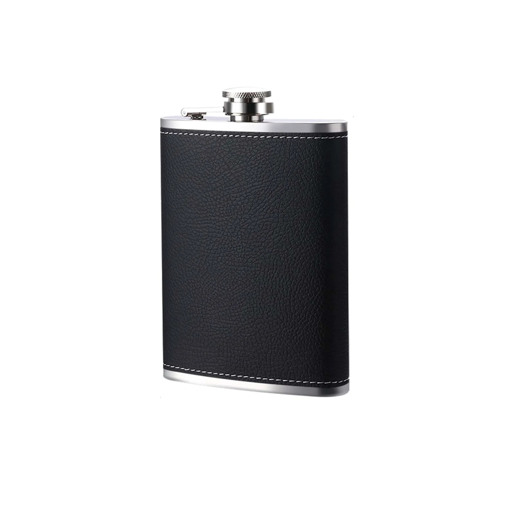 Leather Stainless Steel Pocket Hip Flask 8oz. 3