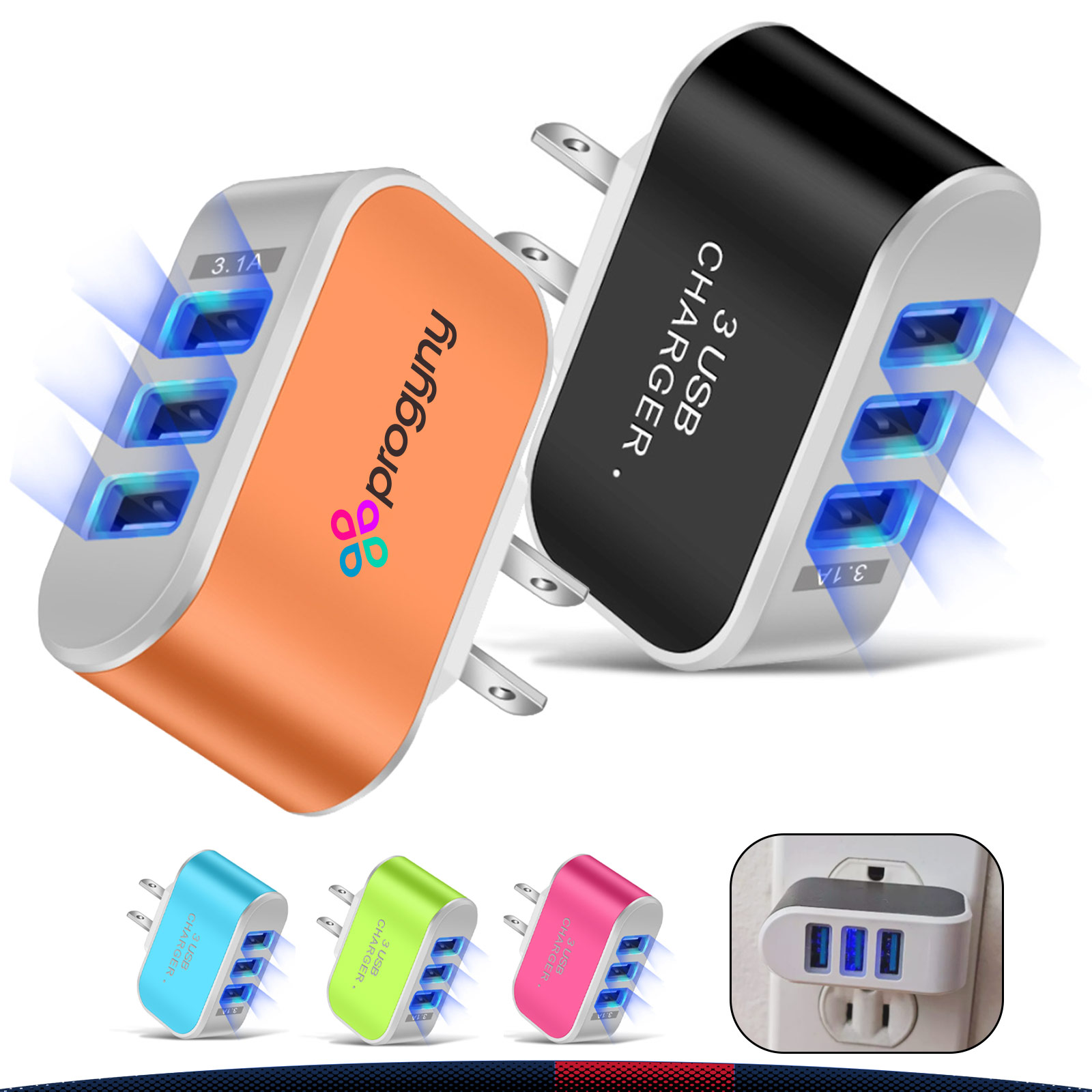 Trevolt 3-Port LED USB Wall Charger 3