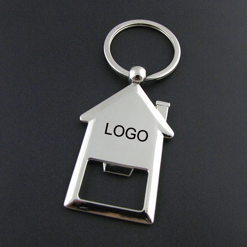 House Shaped Metal Keychains with Bottle Opener 2