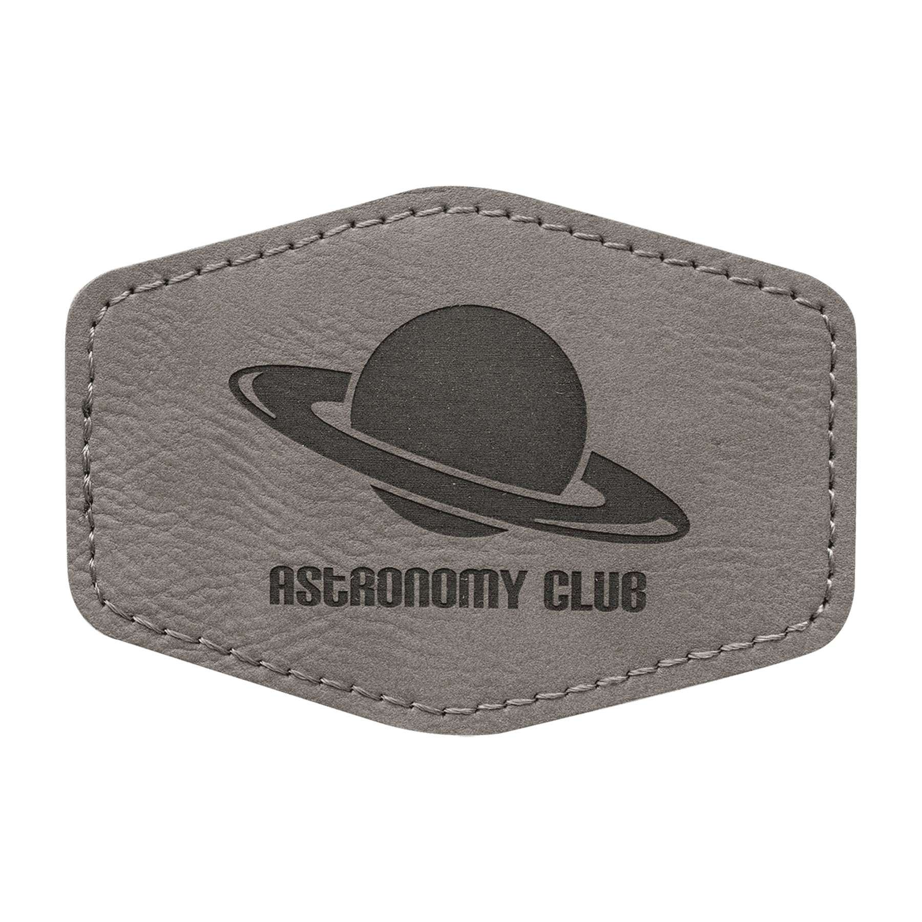 3" x 2" Gray Leatherette Hexagon Patch with Adhesive