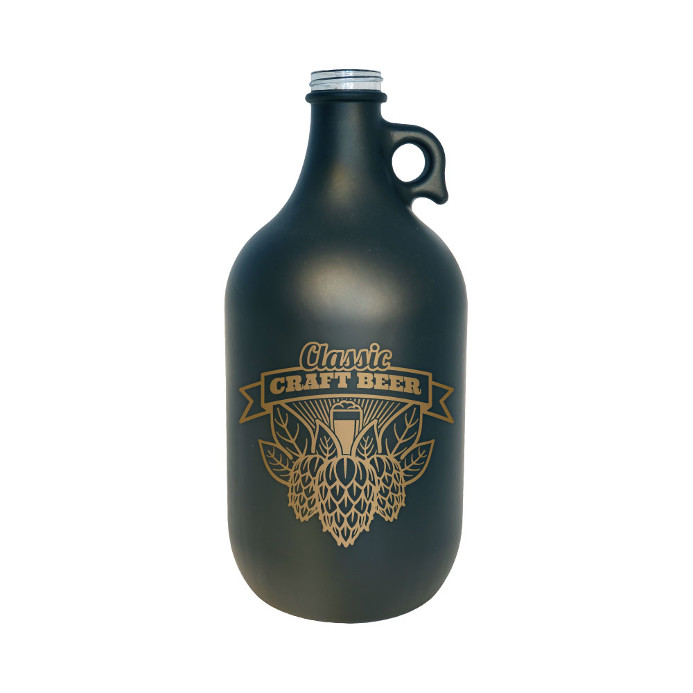 64 oz Matte Black Glass Growler
