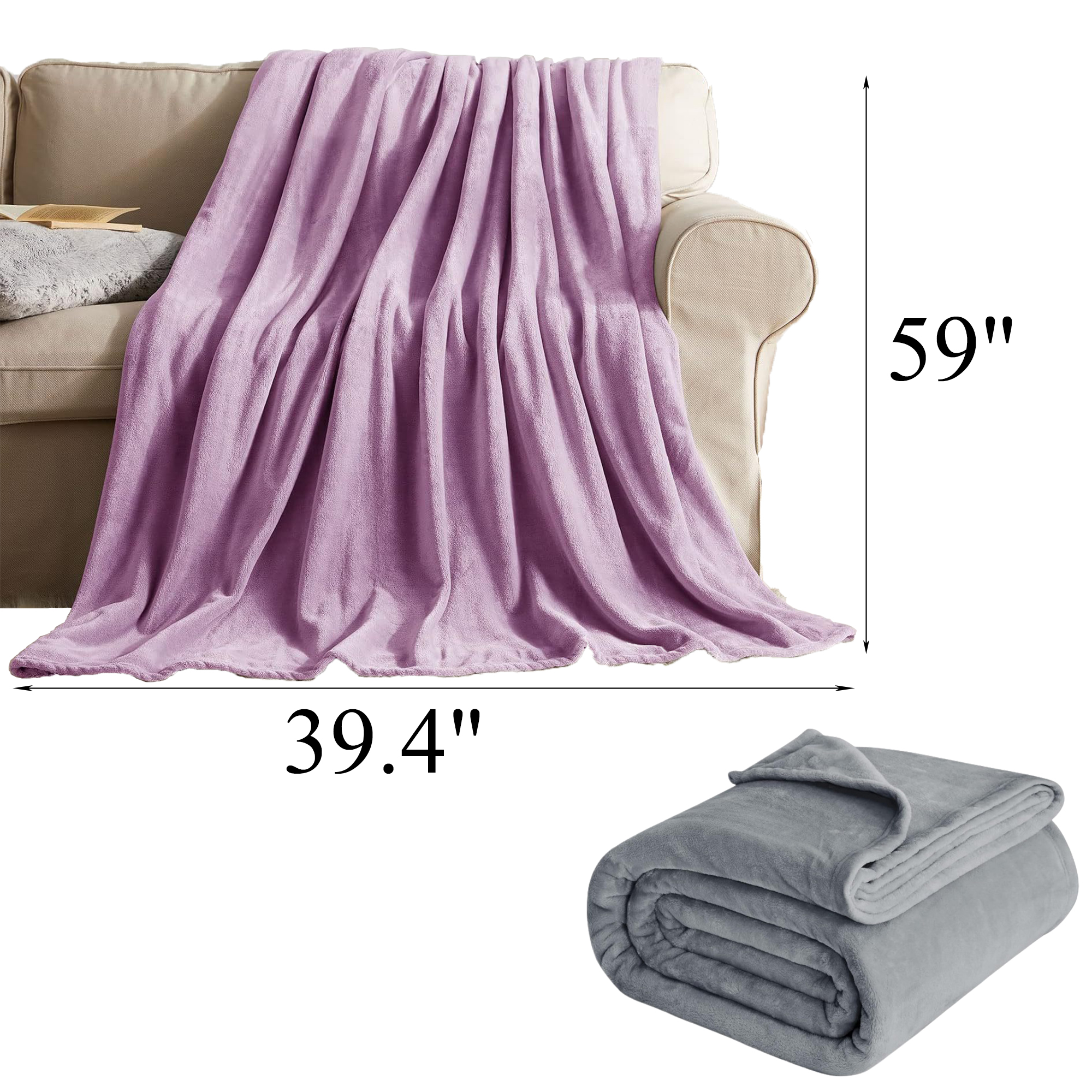 Cozy Plush Solid Flannel Throw Blanket 3