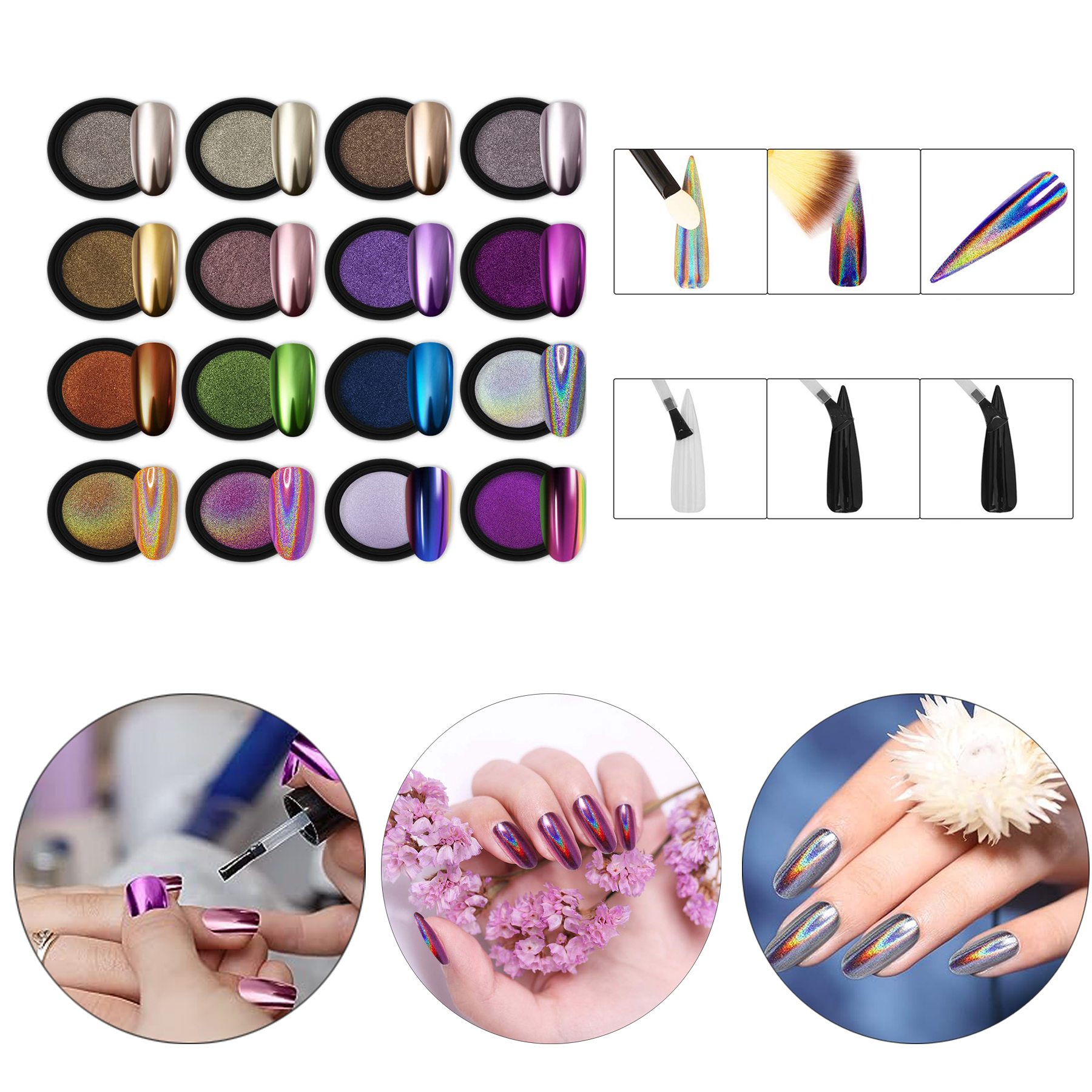 1g/Jar Chrome Gel Polish Mermaid Unicorn Dipping Shining Art Nail Mirror Powder 