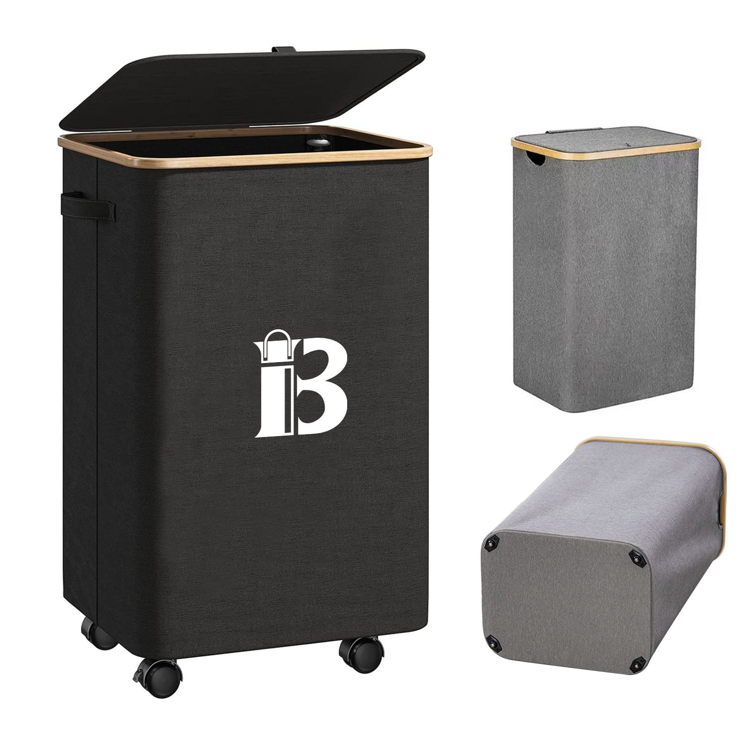 100L Oxford Laundry Basket with Wheels Lid