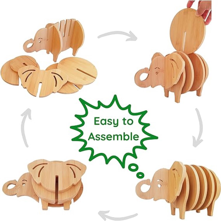 Elephant Shaped Bamboo Coaster and Table Top Decoration 10