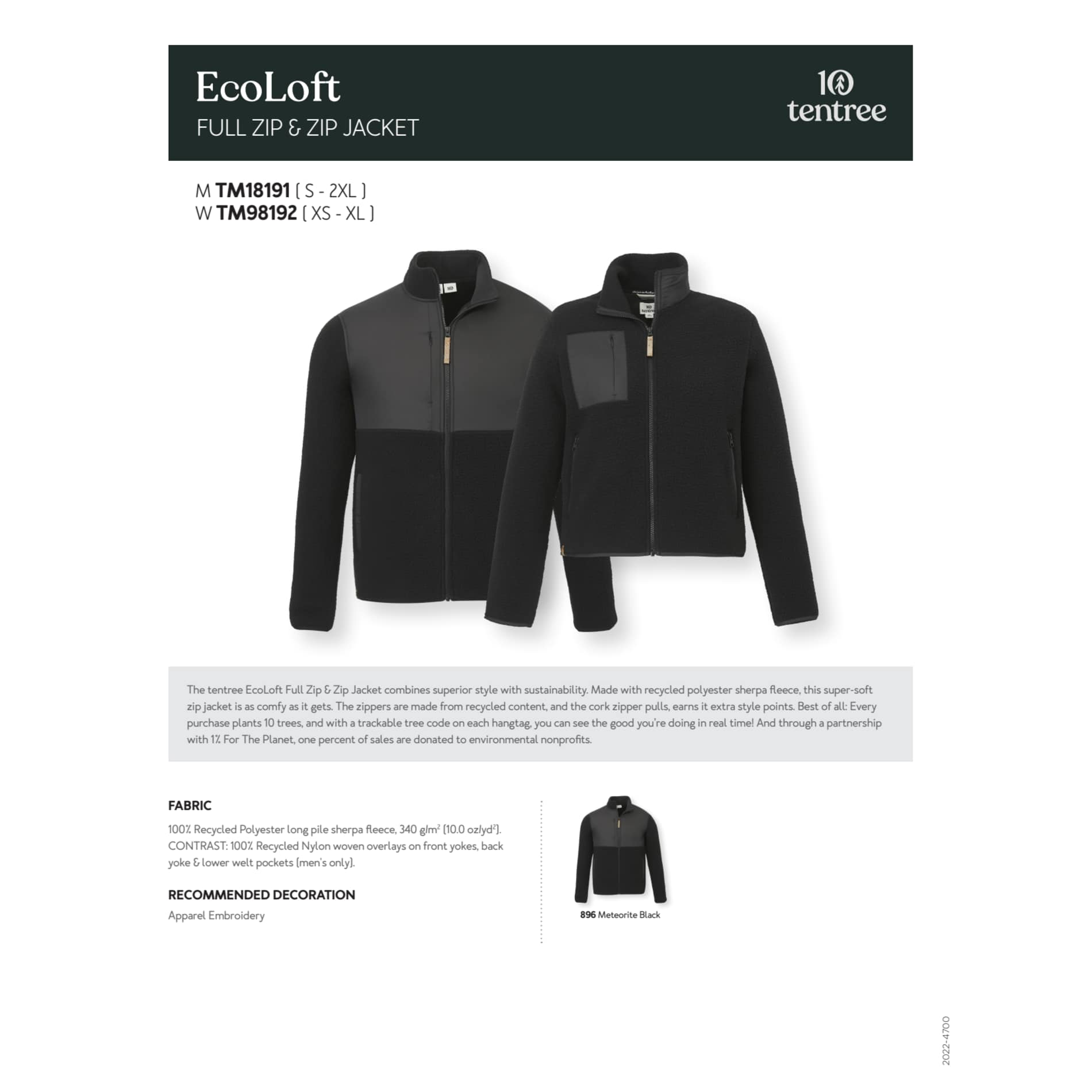 tentree EcoLoft Full Zip - Men's 110