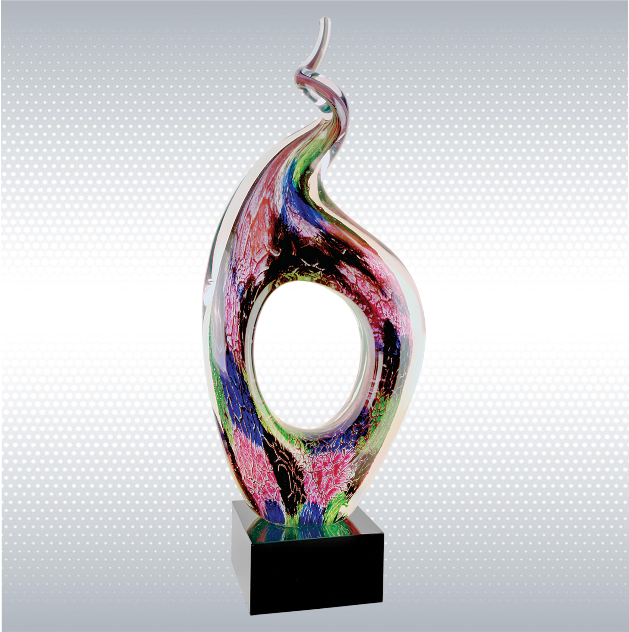 13 1/2" Twist Top Art Glass w/Square Black Base 3