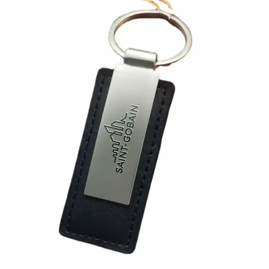 Rectangle Leather & Metal Keychain 7