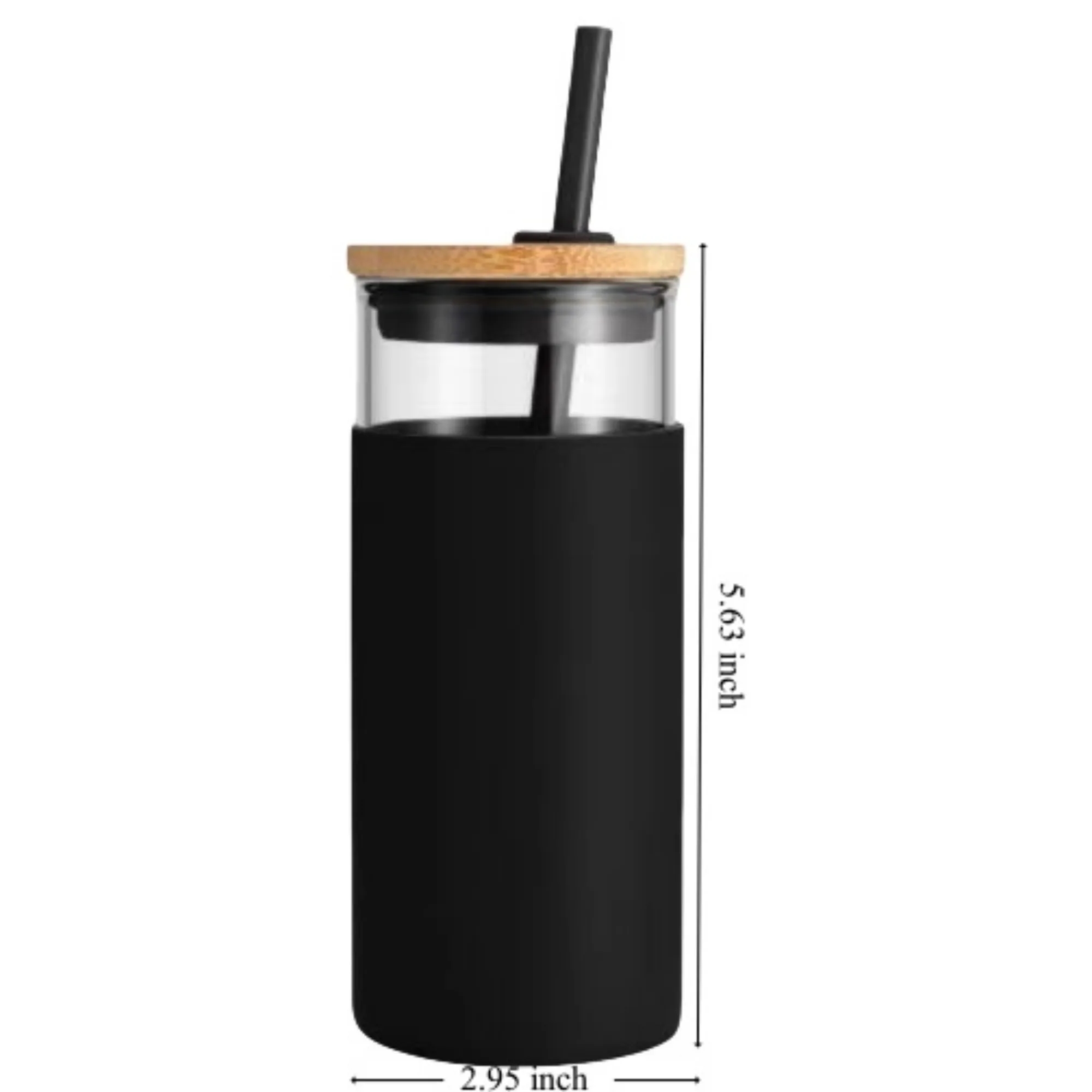 Reusable Glass Tumbler with Lid and Straw 2