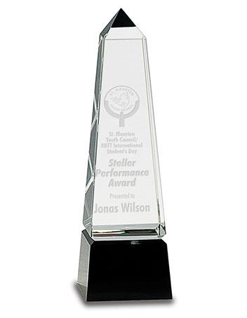 Crystal 8" Obelisk clear on Black Base 2