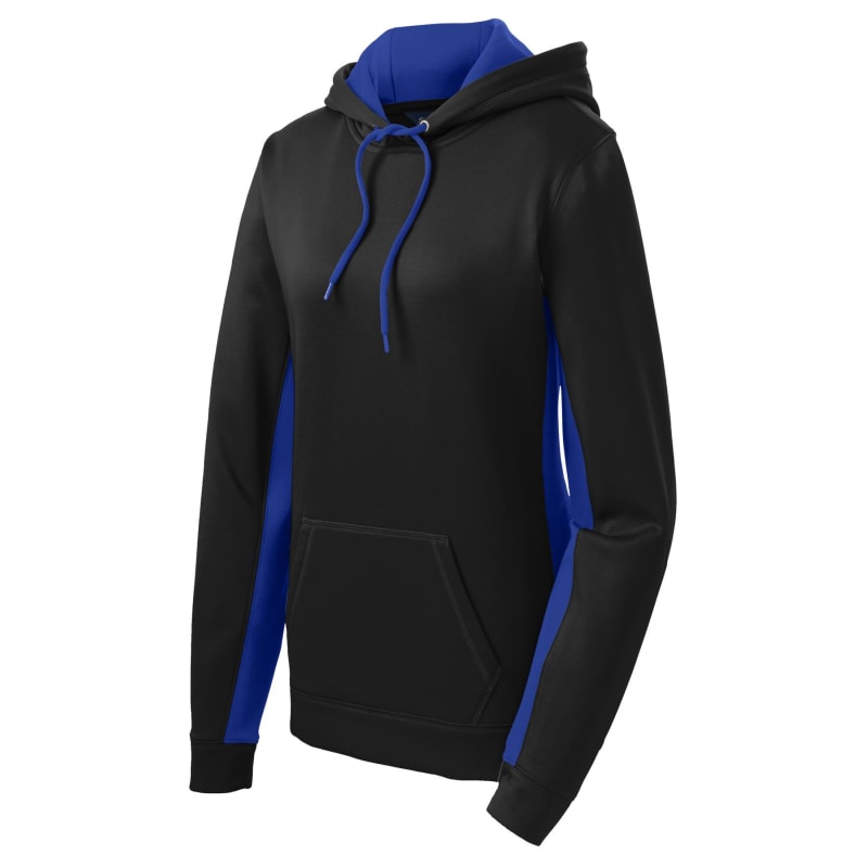 Sport-Tek Women's Sport-Wick Fleece Colorblock Hooded Pullover. 2