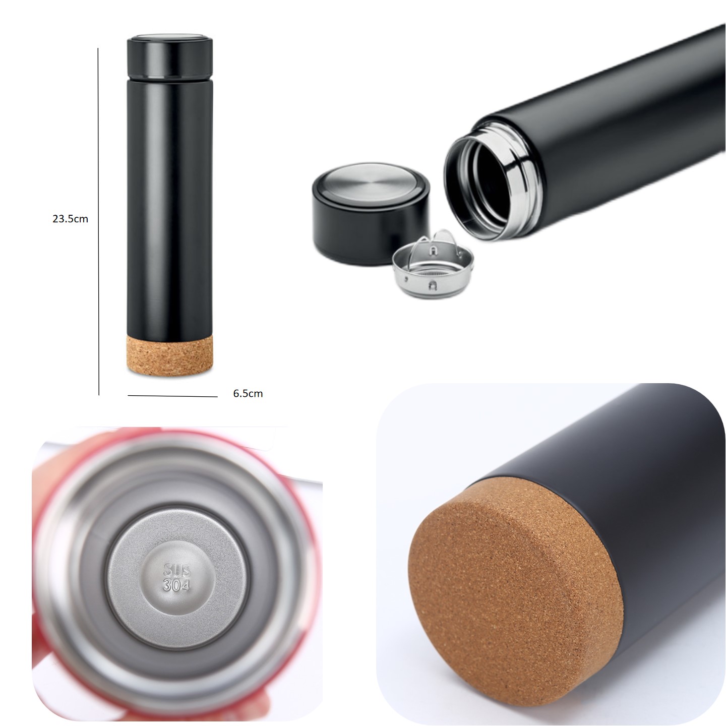 Vacuum flask with tea infuser and cork base 450ml 2