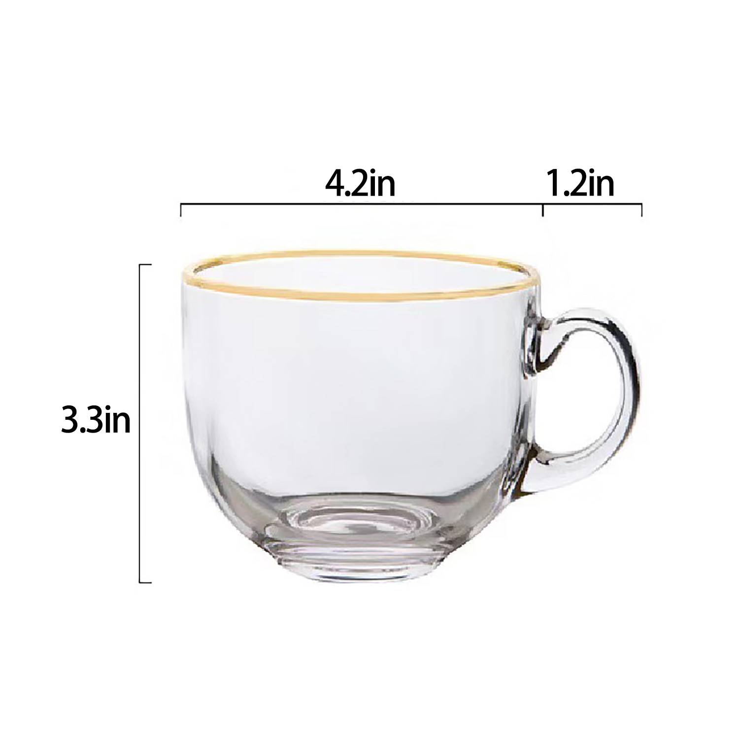 15Oz Clear Glass Breakfast Cup W/ Gold Rim 4