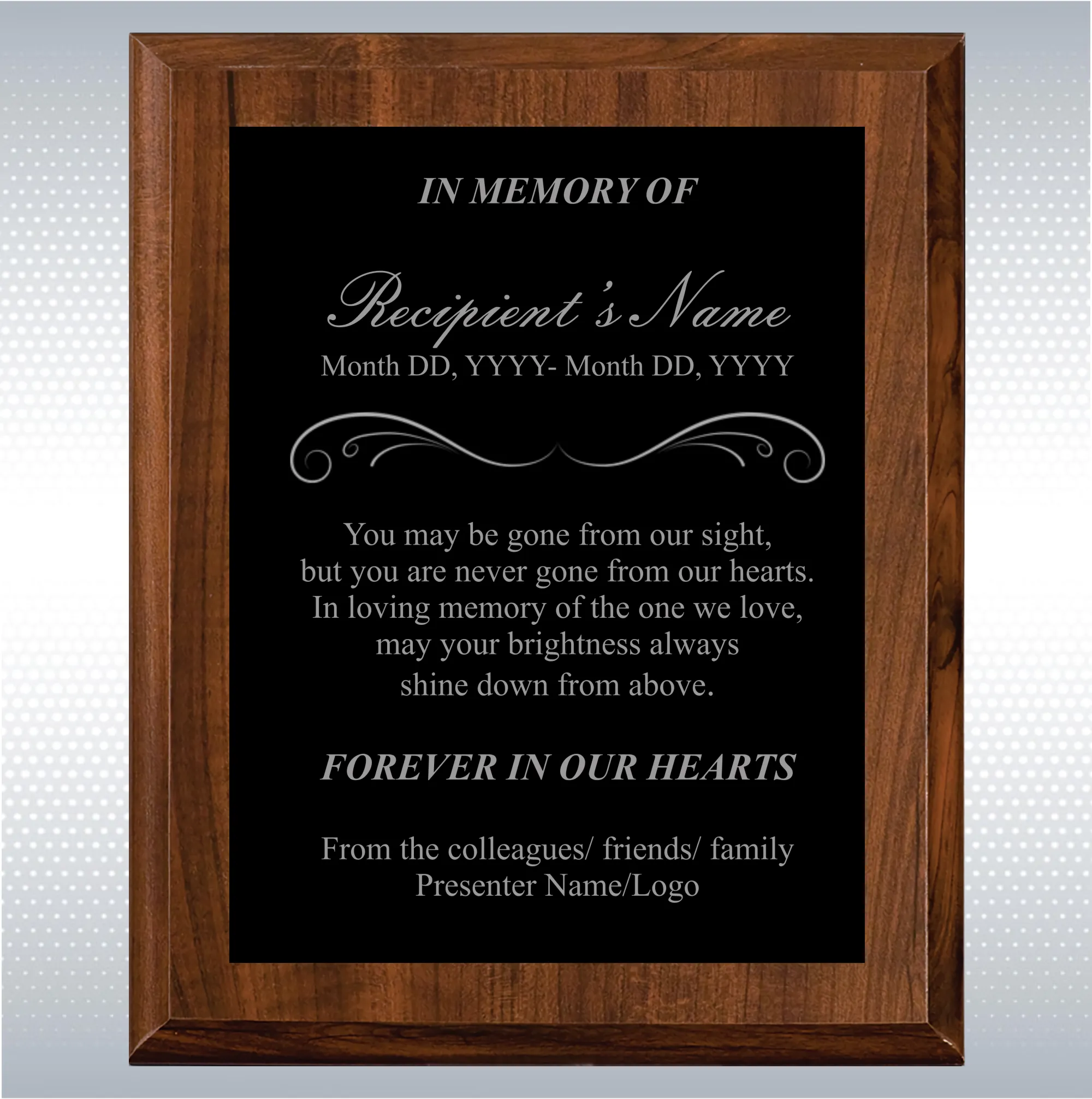 Cherry Finish Personalized Memorial Gift Aaward 10