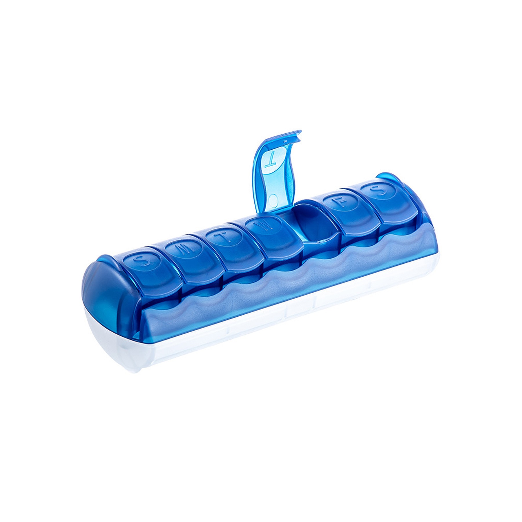 Cylindrical 14 Compartment Pill Box With Front And Back Rows 2