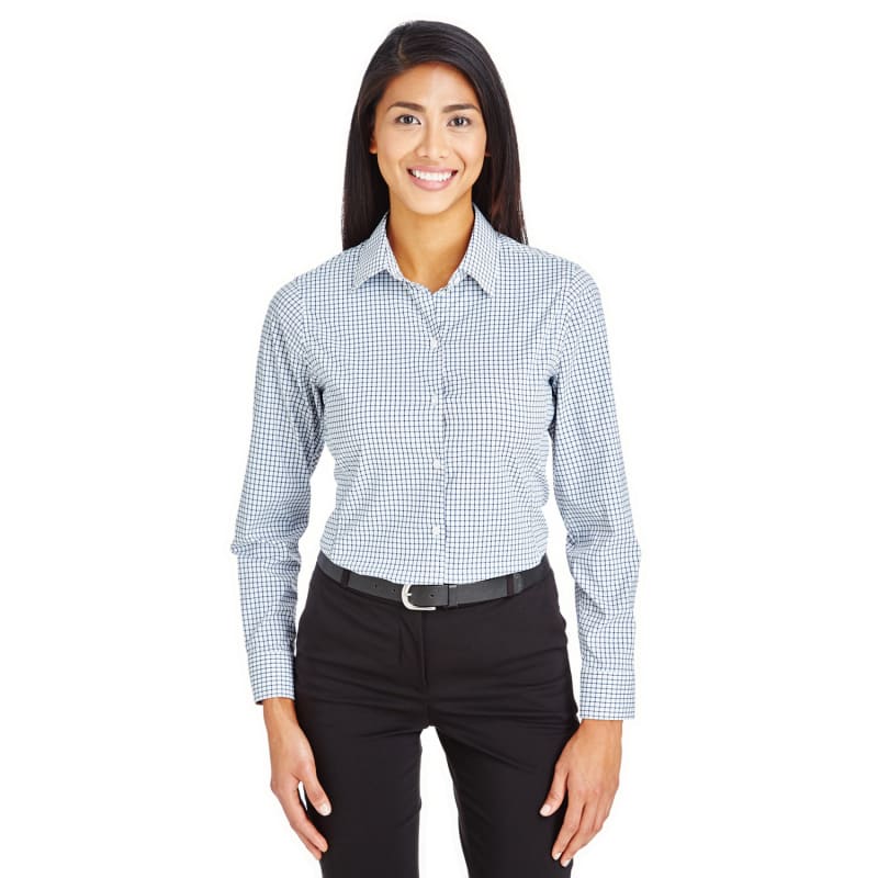 Devon & Jones CrownLux Performance™ Ladies' Micro Windowpane Shirt 3