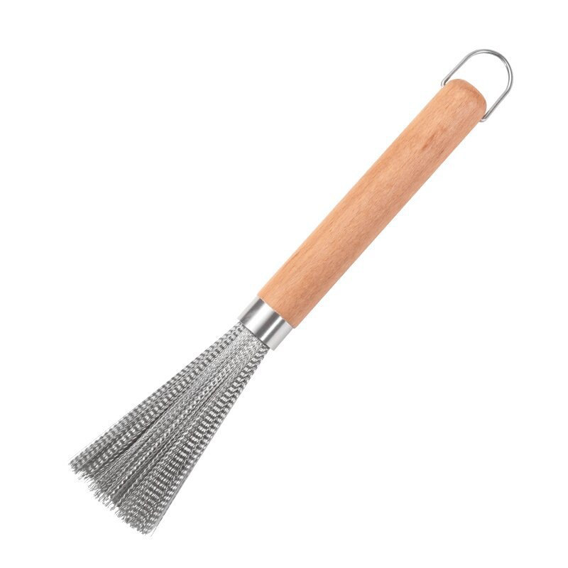 Eco-Friendly Steel Bristle Scrubber with Wooden Handle 1