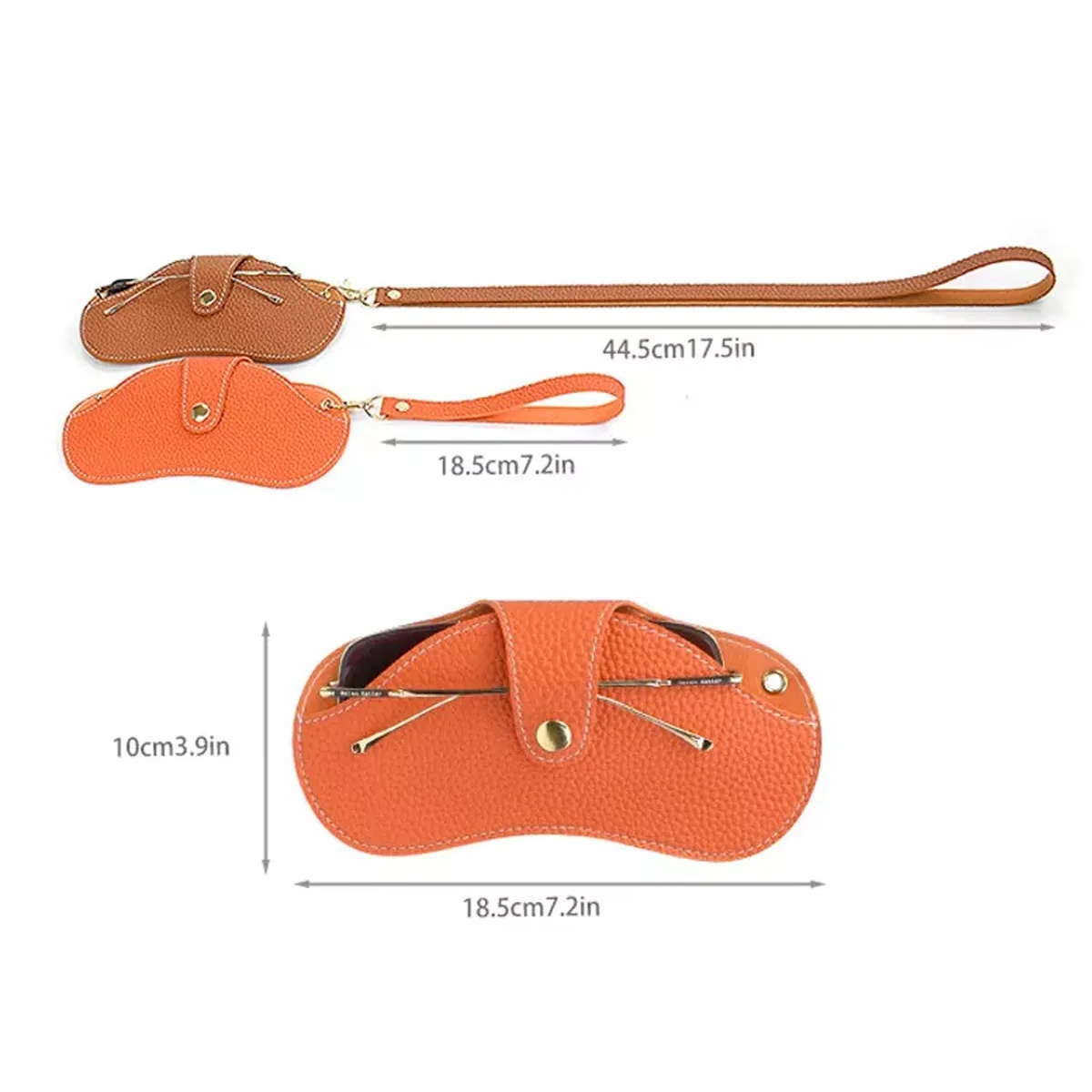 Outdoor Portable Leather Sunglasses Storage Bag With String 6