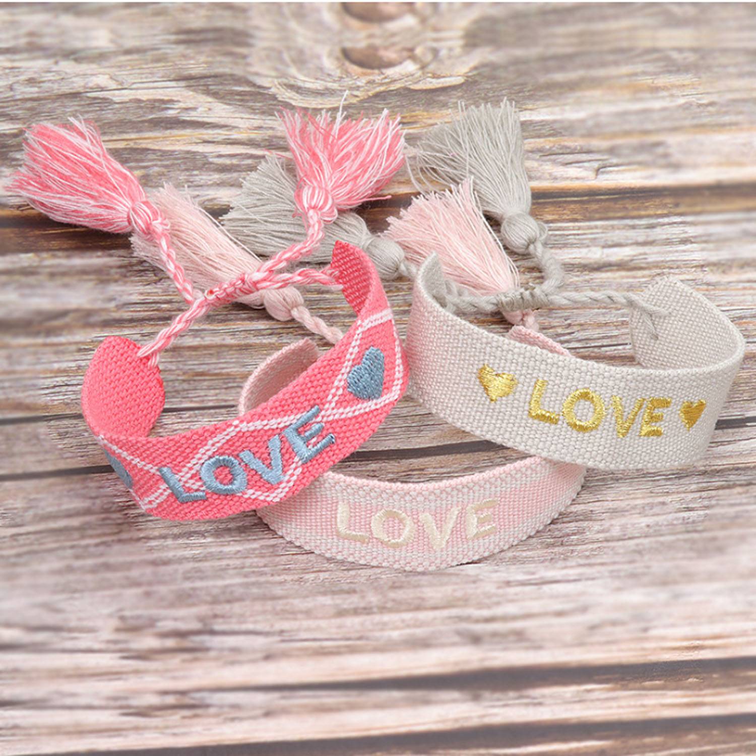 Handmade Embroidered Tassel Adjustable Bracelet 13