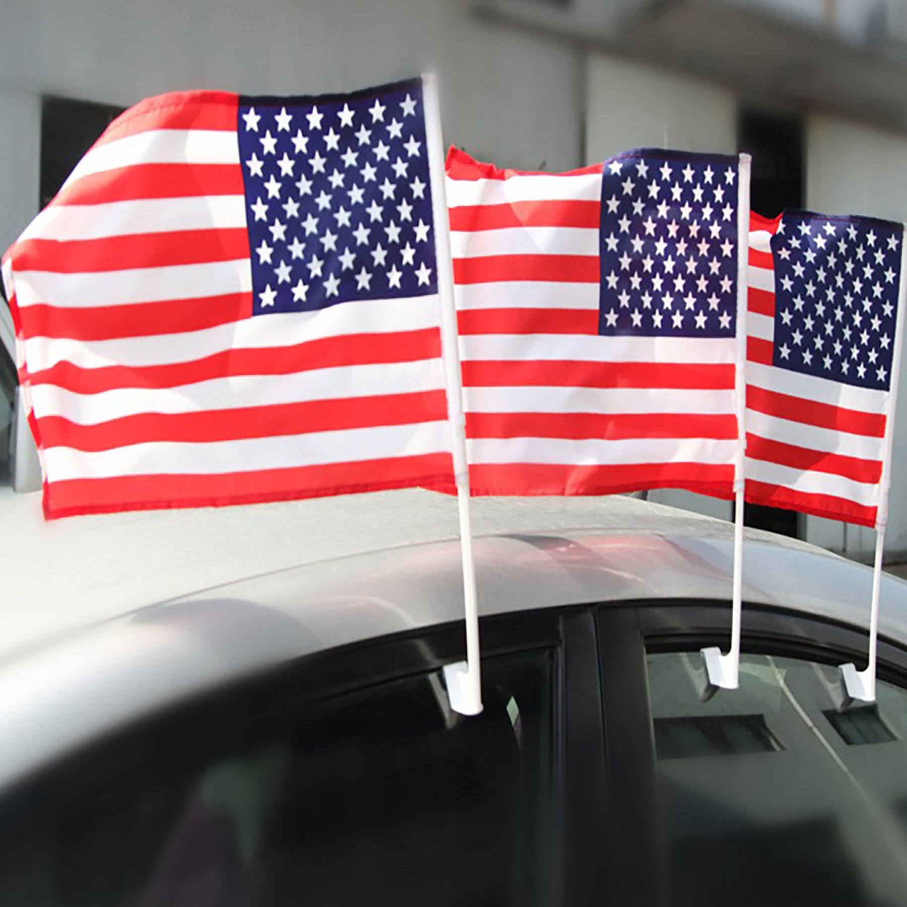 Customizable Double Sided 18" X 12" Car Window Flag Clip 2