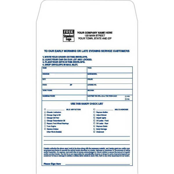 Envelopes, Overnight Auto Repair 2