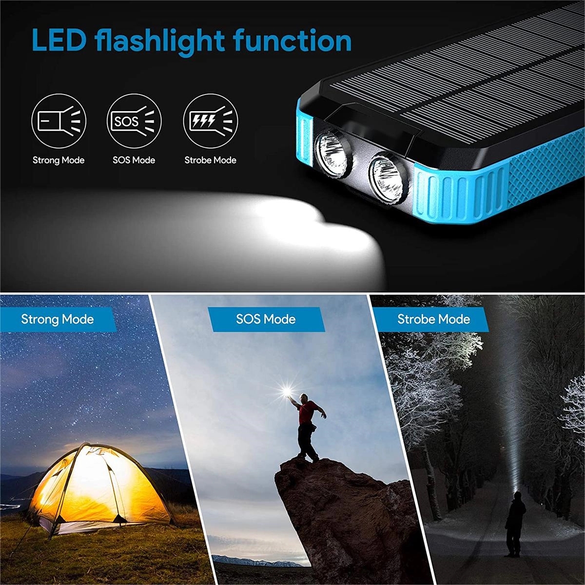 20000Mah Solar Power Bank Wireless Portable Charger 3