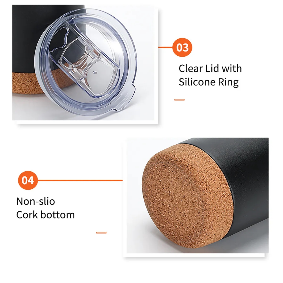 16 OZ. Travel Insulated Coffee Tumblers with Cork Bottom 6