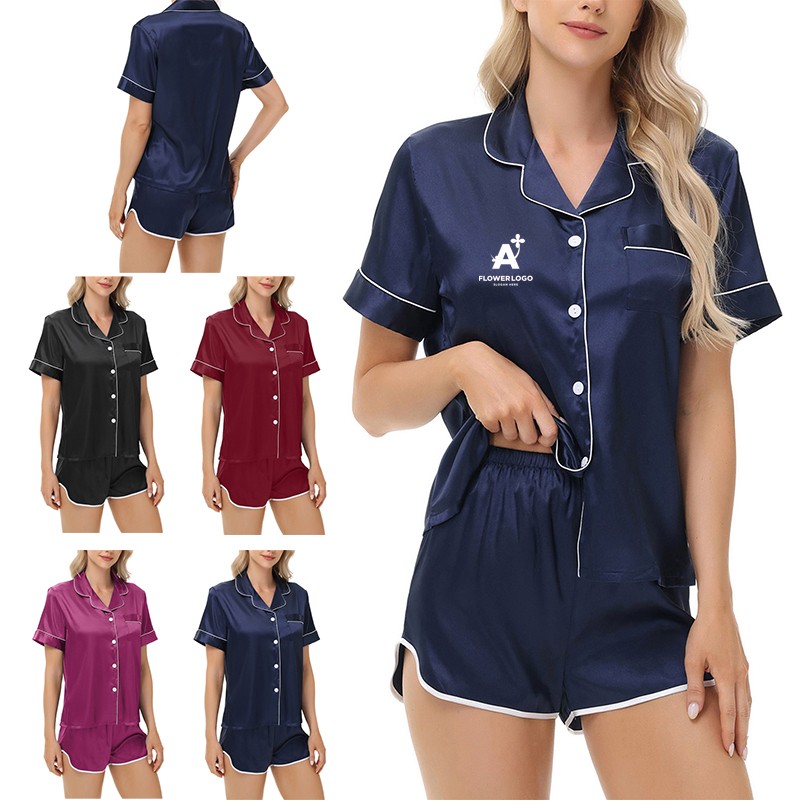 Women Silk Satin Pajamas Set 3