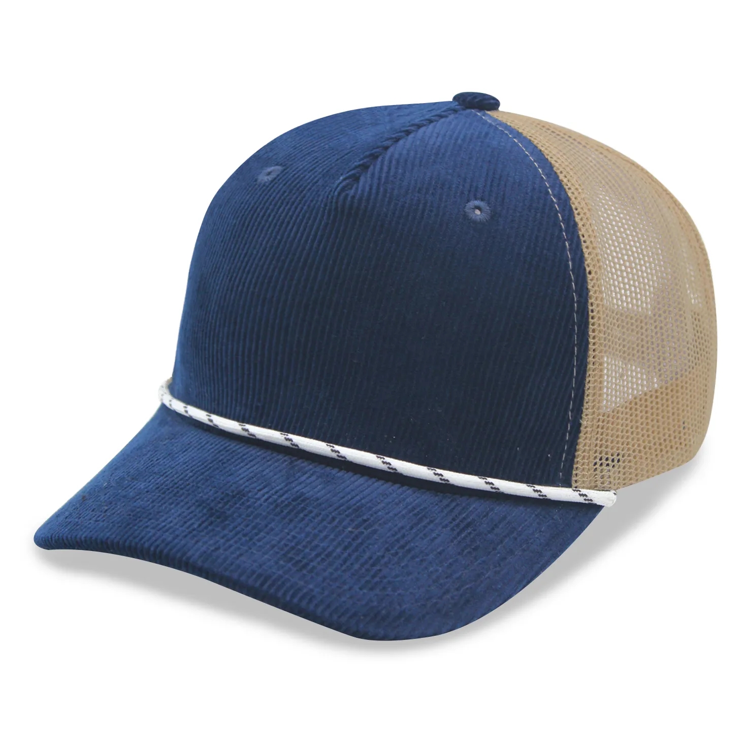 Corduroy 5 Panels Trucker Cap w/Rope