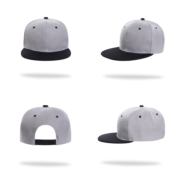 Stock 2-Tone Polyester 6 Panel Cap, Flat Visor, Snapback 10