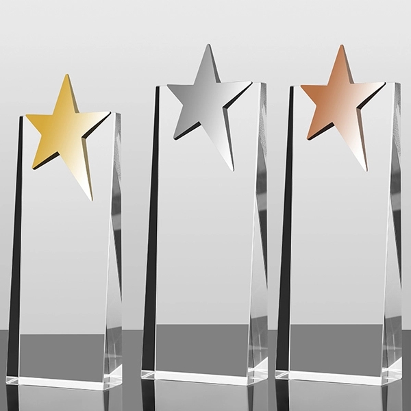 Crystal Plaque Trophy With Metal Star 2