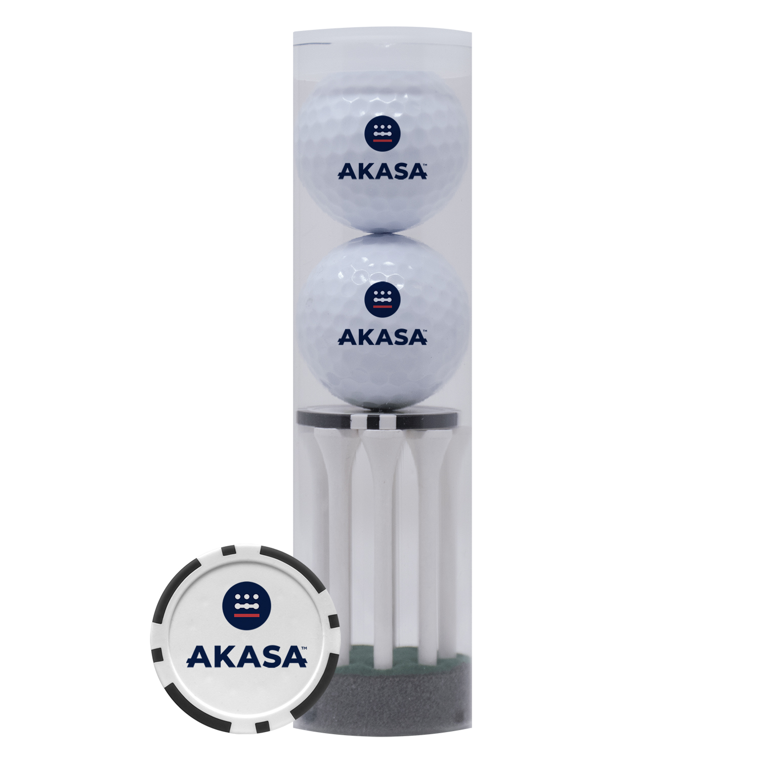 2-Ball & 8-Tee Tube w/Poker Chip