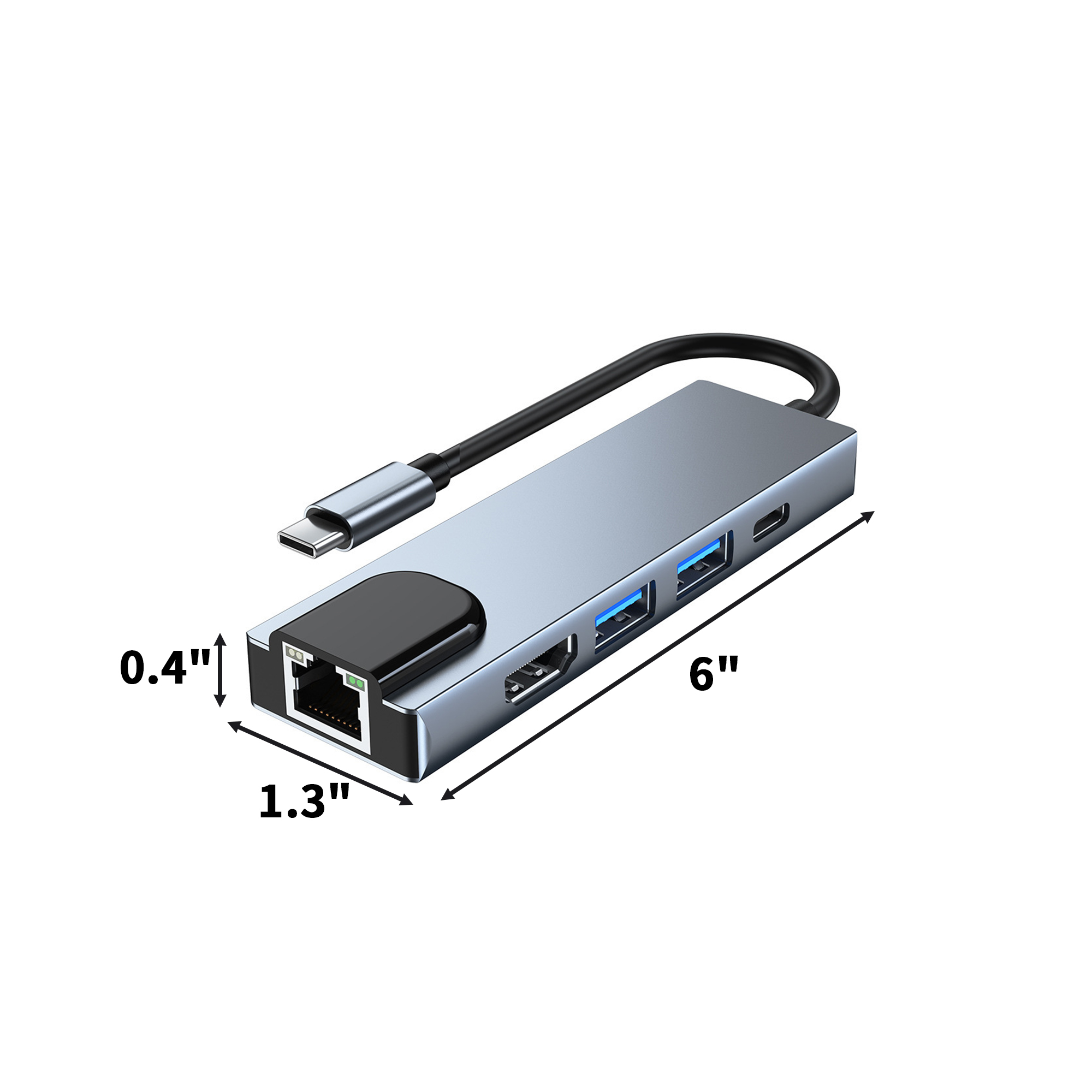 Type C Universal Serial Bus Hub 8" 1 With High Definition Multimedia Interface Ethernet 6" x 1 2