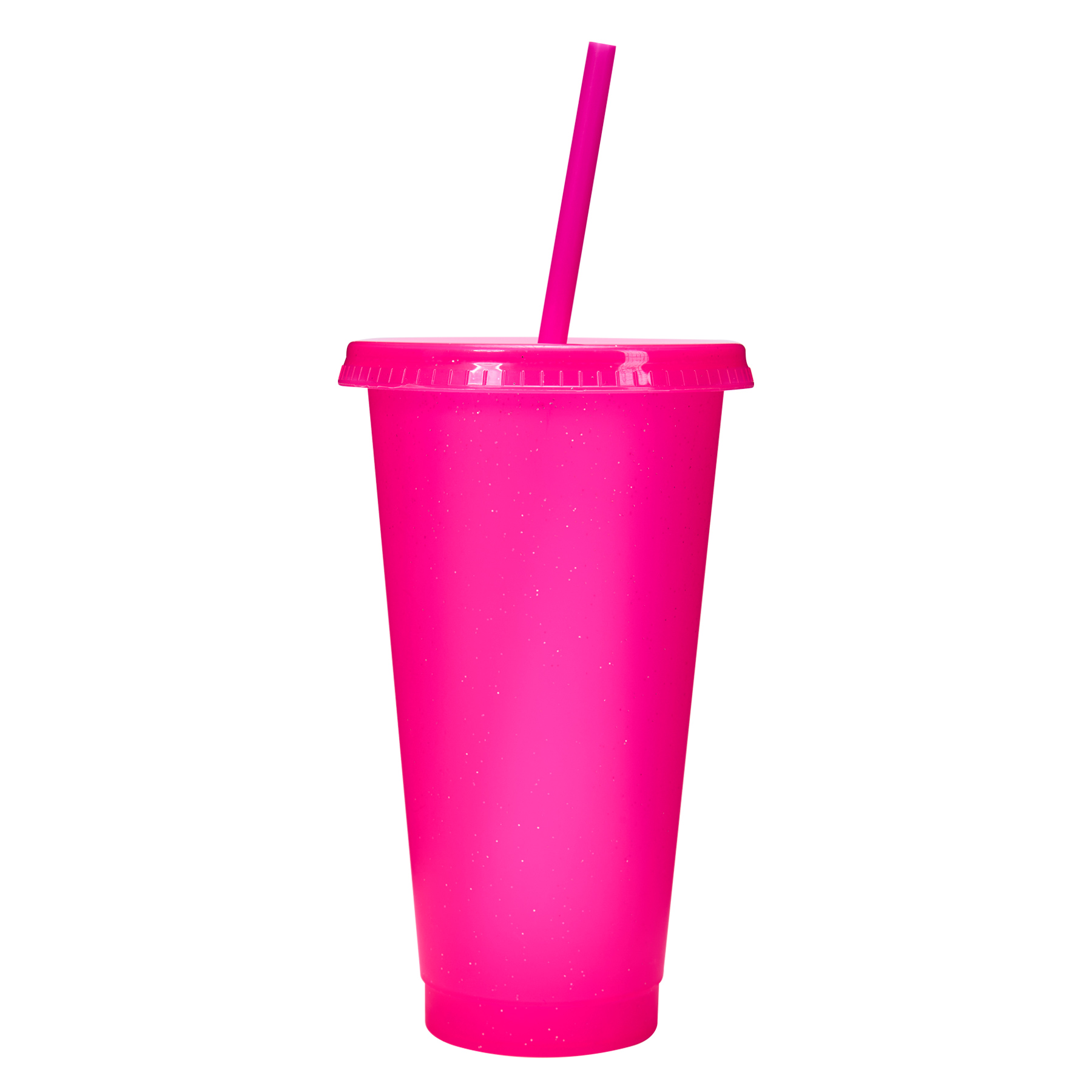 24 Oz Reusable Colorful Glitter Plastic Straw Cup W/ Splash Proof Lid 13