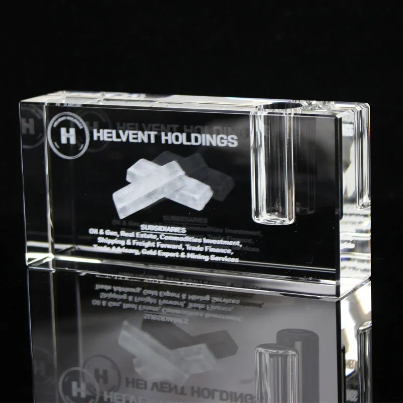 RECTANGULAR CUBE CRYSTAL PEN HOLDER 5