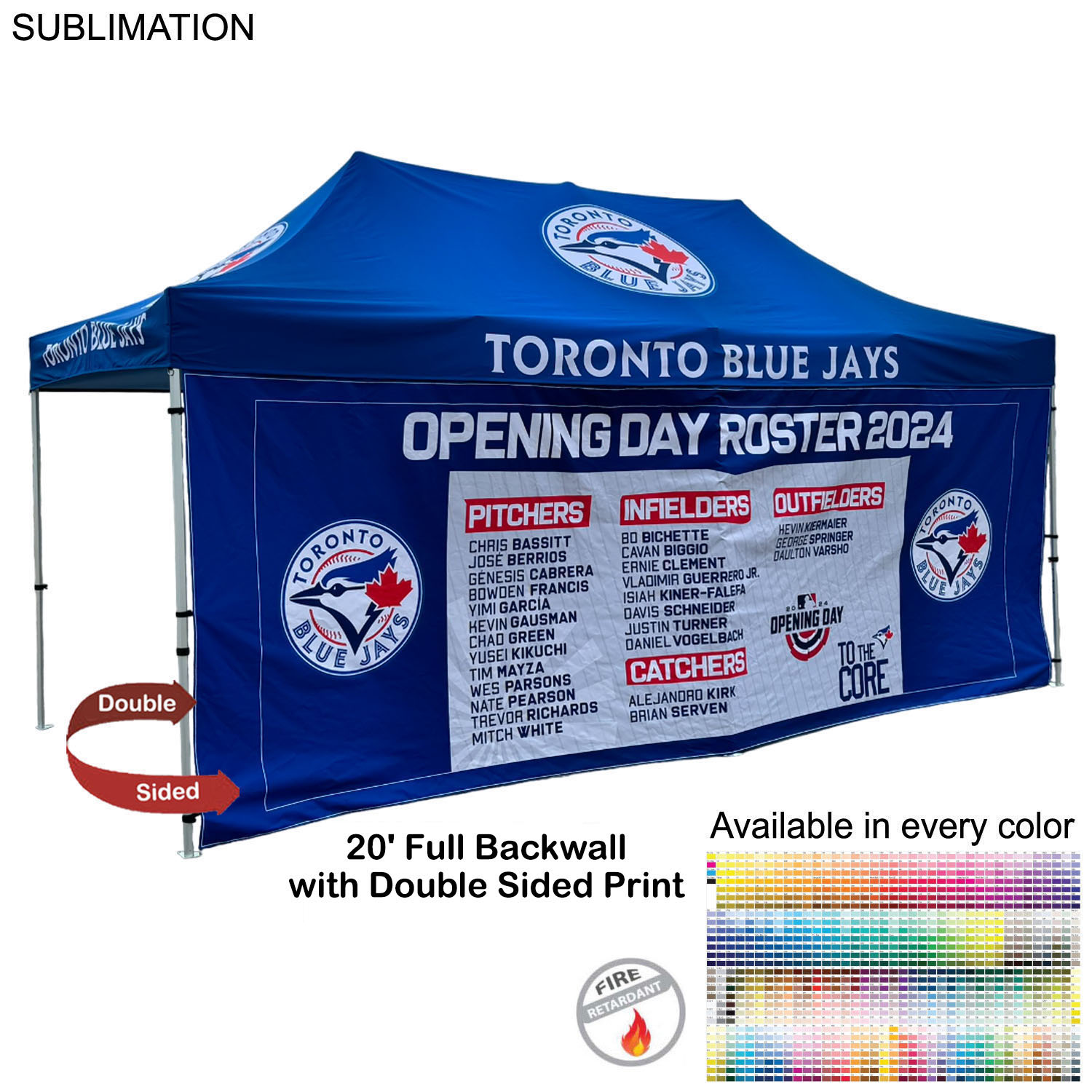 48 Hr Quick Ship - Full 20' Back Wall for 10x20 Tent Kit, Sublimated, Double Sided Print 2