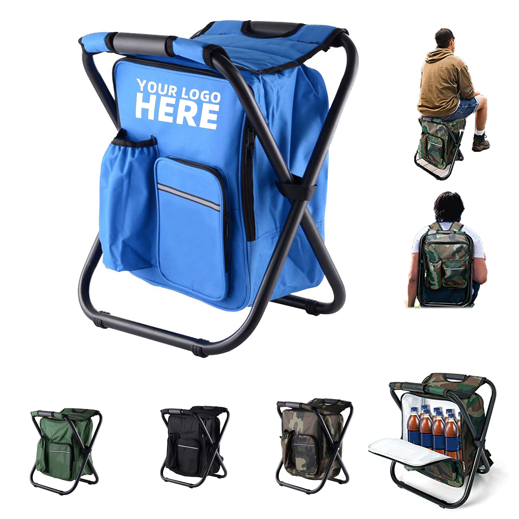 Folding Camping Chair Stool Backpack With Cooler 2