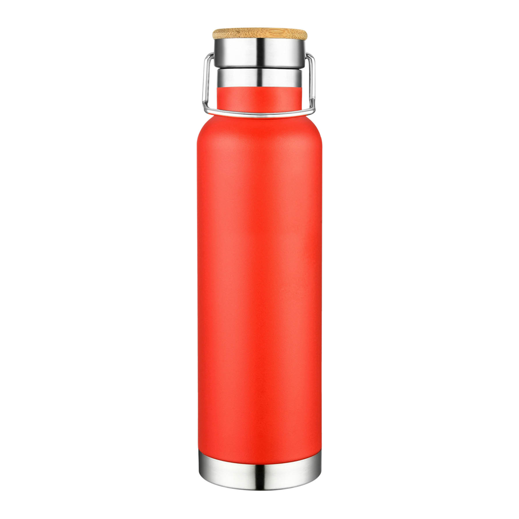 22 oz. Double Wall Stainless Steel Vacuum Water Bottle/Mug w/Bamboo Lid, custom water bottle with logo imprint 4