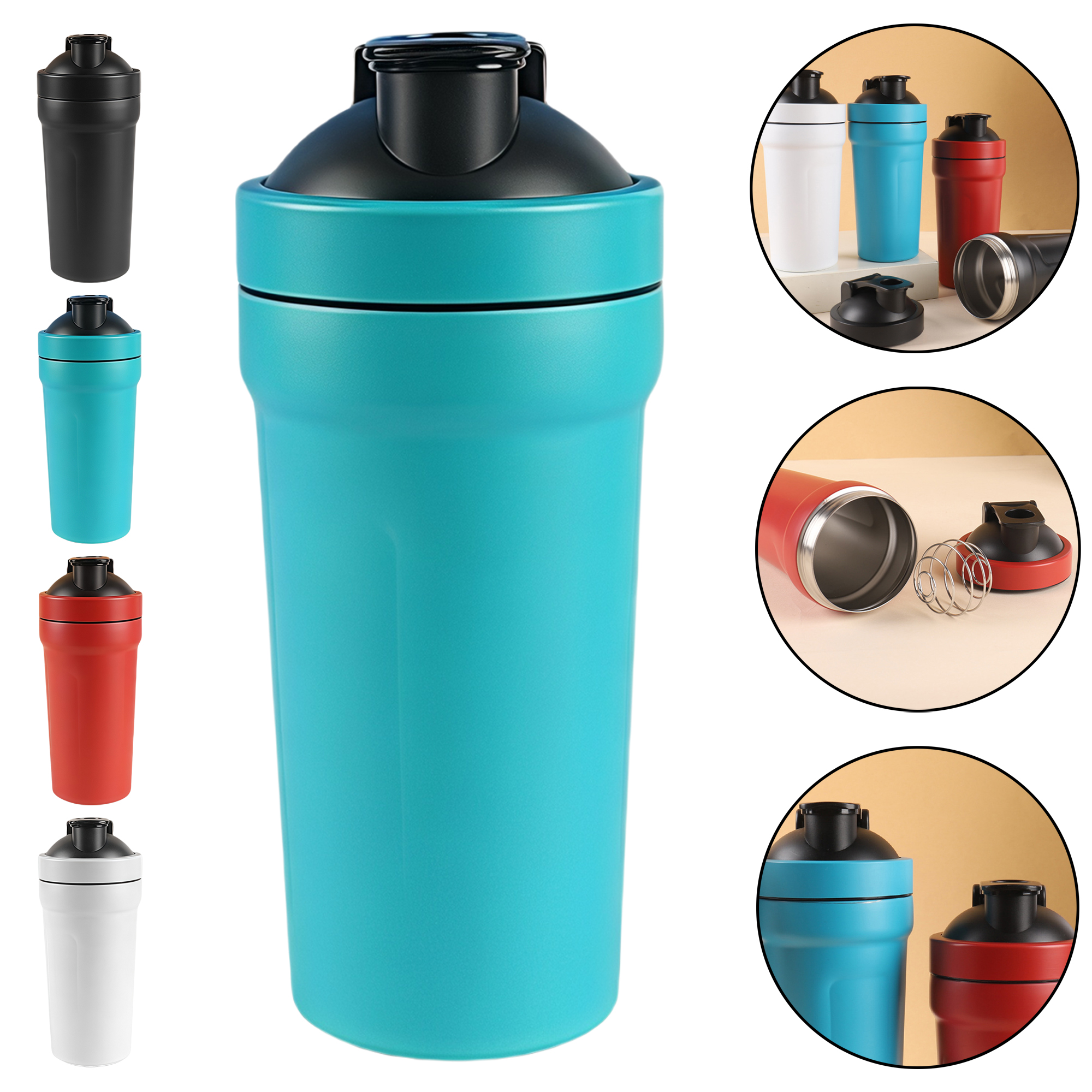 750ml Stainless Steel Protein Shaker Bottle with Mixing Ball 5